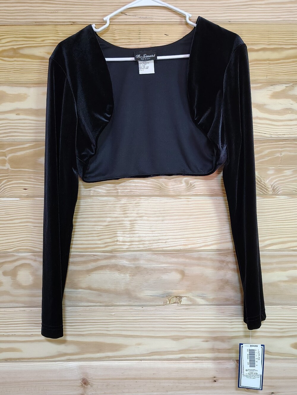 Vtg NWT Black Velvet Bolero Shrug Jacket L USA Whimsigoth 90s  Dark Romantic